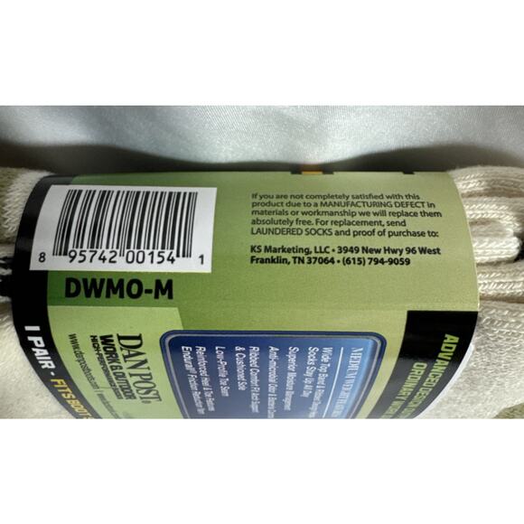 Dan Post Work & Outdoor High Performance Mens Boot Socks 7-10 Brand USA NEW NIP - Picture 8 of 8